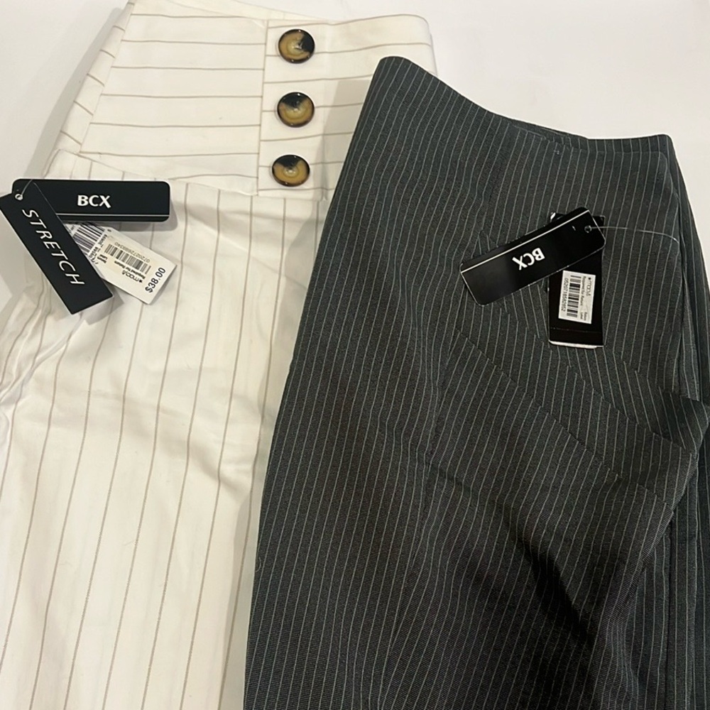 Set of NWT professional BCX pinstriped zip back skirts